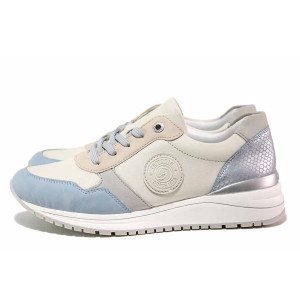 Бели дамски маратонки, естествена кожа - спортни обувки за пролетта и есента N 100021271