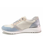 Бели дамски маратонки, естествена кожа - спортни обувки за пролетта и есента N 100021271