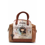 Кафява дамска чанта, здрава еко-кожа - удобство и стил за пролетта и лятото N 100021366