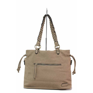 Бежова дамска чанта, здрава еко-кожа - удобство и стил за пролетта и лятото N 100021442