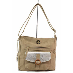 Бежова дамска чанта, здрава еко-кожа - удобство и стил за пролетта и лятото N 100021448