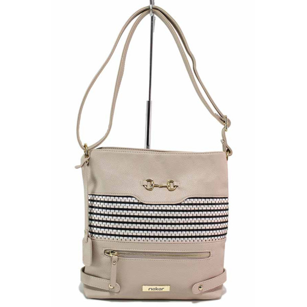 Бежова дамска чанта, здрава еко-кожа - спортен стил за пролетта и лятото N 100021445