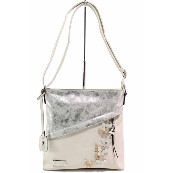 Бежова дамска чанта, здрава еко-кожа - удобство и стил за пролетта и лятото N 100021449