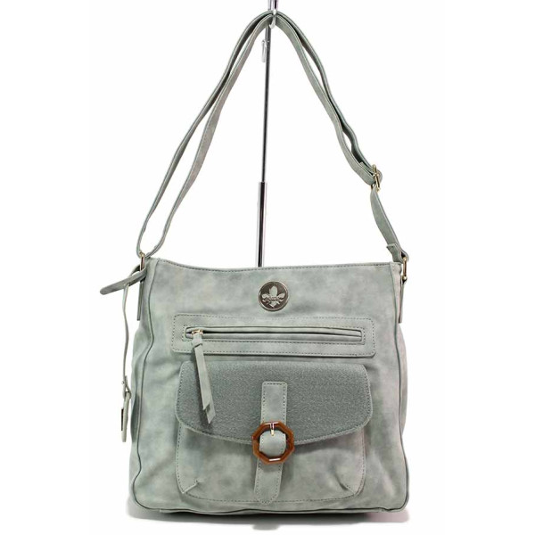 Зелена дамска чанта, здрава еко-кожа - удобство и стил за пролетта и лятото N 100021475