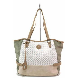 Бяла дамска чанта, здрава еко-кожа - удобство и стил за пролетта и лятото N 100021476