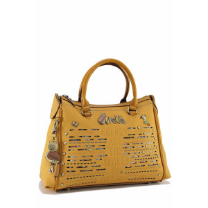 Жълта дамска чанта, здрава еко-кожа - удобство и стил за пролетта и лятото N 100021869