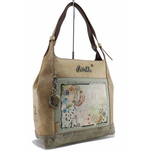 Бежова дамска чанта, здрава еко-кожа - удобство и стил за пролетта и лятото N 100021871