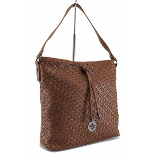 Кафява дамска чанта, здрава еко-кожа - удобство и стил за есента и зимата N 100022201