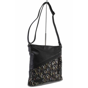 Черна дамска чанта, здрава еко-кожа - удобство и стил за есента и зимата N 100022202