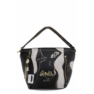 Черна дамска чанта, здрава еко-кожа - удобство и стил за есента и зимата N 100022376