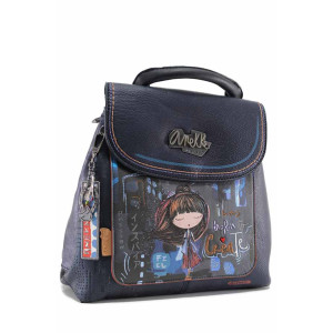 Синя дамска раница, здрава еко-кожа - удобство и стил за есента и зимата N 100022504