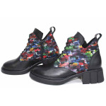 Черни дамски боти, естествена кожа - всекидневни обувки за есента и зимата N 100022620