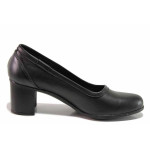 Черни анатомични дамски обувки със среден ток, естествена кожа - ежедневни обувки за пролетта и есента N 10008009