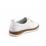 Бели дамски обувки с равна подметка, естествена кожа - ежедневни обувки за пролетта и лятото N 100021326