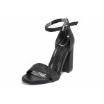 Черни дамски сандали, сатенена материя - официални обувки за лятото N 100021332