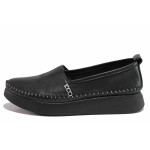Черни анатомични дамски обувки с равна подметка, естествена кожа - всекидневни обувки за пролетта и лятото N 100021350