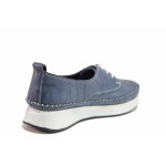 Сини дамски обувки с равна подметка, естествена кожа - ежедневни обувки за пролетта и лятото N 100021349