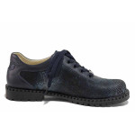 Сини дамски обувки с равна подметка, естествена кожа - всекидневни обувки за пролетта и лятото N 100021359