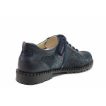 Сини дамски обувки с равна подметка, естествена кожа - всекидневни обувки за пролетта и лятото N 100021359