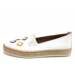 Бели анатомични дамски обувки с равна подметка, естествена кожа - всекидневни обувки за пролетта и лятото N 100021437