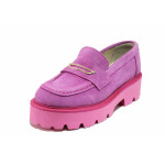 Лилави дамски мокасини, естествен велур - ежедневни обувки за пролетта и лятото N 100021457