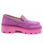 Лилави дамски мокасини, естествен велур - ежедневни обувки за пролетта и лятото N 100021457