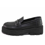 Черни дамски мокасини, естествена кожа - всекидневни обувки за пролетта и лятото N 100021460