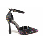 Черни дамски сандали, сатенена материя - официални обувки за пролетта и лятото N 100021464