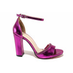 Розови дамски сандали, здрава еко-кожа - елегантни обувки за пролетта и лятото N 100021465