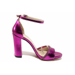 Розови дамски сандали, здрава еко-кожа - елегантни обувки за пролетта и лятото N 100021465