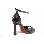 Сиви дамски сандали, здрава еко-кожа - официални обувки за пролетта и лятото N 100021466