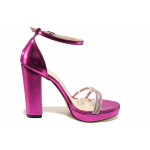 Лилави дамски сандали, здрава еко-кожа - официални обувки за пролетта и лятото N 100021471