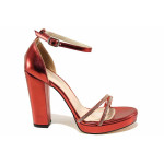 Винени дамски сандали, здрава еко-кожа - елегантни обувки за пролетта и лятото N 100021472