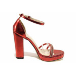 Винени дамски сандали, здрава еко-кожа - елегантни обувки за пролетта и лятото N 100021472