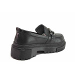 Черни дамски обувки с равна подметка, естествена кожа - всекидневни обувки за пролетта и лятото N 100021488