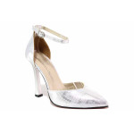 Сребристи дамски сандали, сатенена материя - официални обувки за пролетта и лятото N 100021529