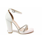 Бели дамски сандали, здрава еко-кожа - официални обувки за лятото N 100021531