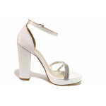 Бели дамски сандали, здрава еко-кожа - официални обувки за лятото N 100021531