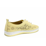 Жълти дамски обувки с равна подметка, естествена кожа - всекидневни обувки за пролетта и лятото N 100021546