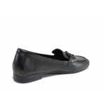 Черни дамски обувки с равна подметка, естествена кожа - всекидневни обувки за пролетта и лятото N 100021548