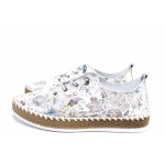 Бели дамски обувки с равна подметка, естествена кожа - всекидневни обувки за пролетта и лятото N 100021547