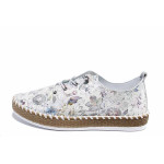 Бели дамски обувки с равна подметка, естествена кожа - всекидневни обувки за пролетта и лятото N 100021547