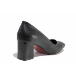 Черни дамски обувки със среден ток, естествена кожа - ежедневни обувки за целогодишно ползване N 100021564