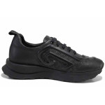 Черни дамски маратонки, анатомични, естествена кожа - спортни обувки за пролетта и лятото N 100021566