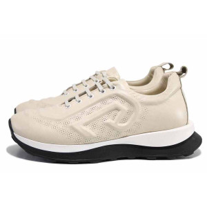 Бежови дамски маратонки, анатомични, естествена кожа - спортни обувки за пролетта и лятото N 100021567