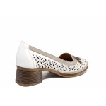Бели дамски обувки със среден ток, естествена кожа - всекидневни обувки за пролетта и лятото N 100021574