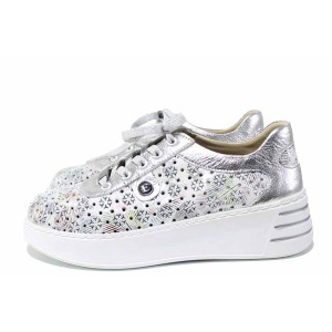 Сиви спортни дамски обувки, анатомични, естествена кожа - всекидневни обувки за пролетта и лятото N 100021587