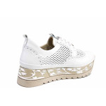 Бели спортни дамски обувки, естествена кожа - всекидневни обувки за пролетта и лятото N 100021588
