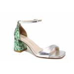 Зелени дамски сандали, здрава еко-кожа - ежедневни обувки за пролетта и лятото N 100021589