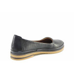 Черни дамски обувки с равна подметка, естествена кожа - всекидневни обувки за пролетта и лятото N 100021594